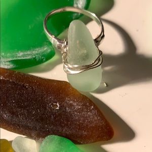 Sterling Silver  Seaglass Ring Fl.  barrier Island